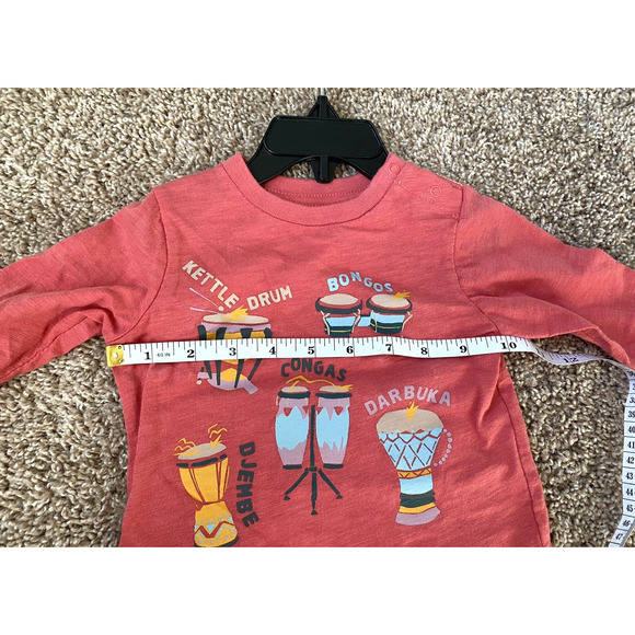 Peek Kids Baby Boy Size 3-6 Months Holiday Music 2 Piece Set Brown Red Drums - Picture 6 of 13